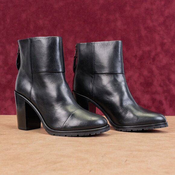 rag&bone Women Newbury Western Black Leather Vibram Heel Boots size 9US EUR39.5 - Picture 1 of 8